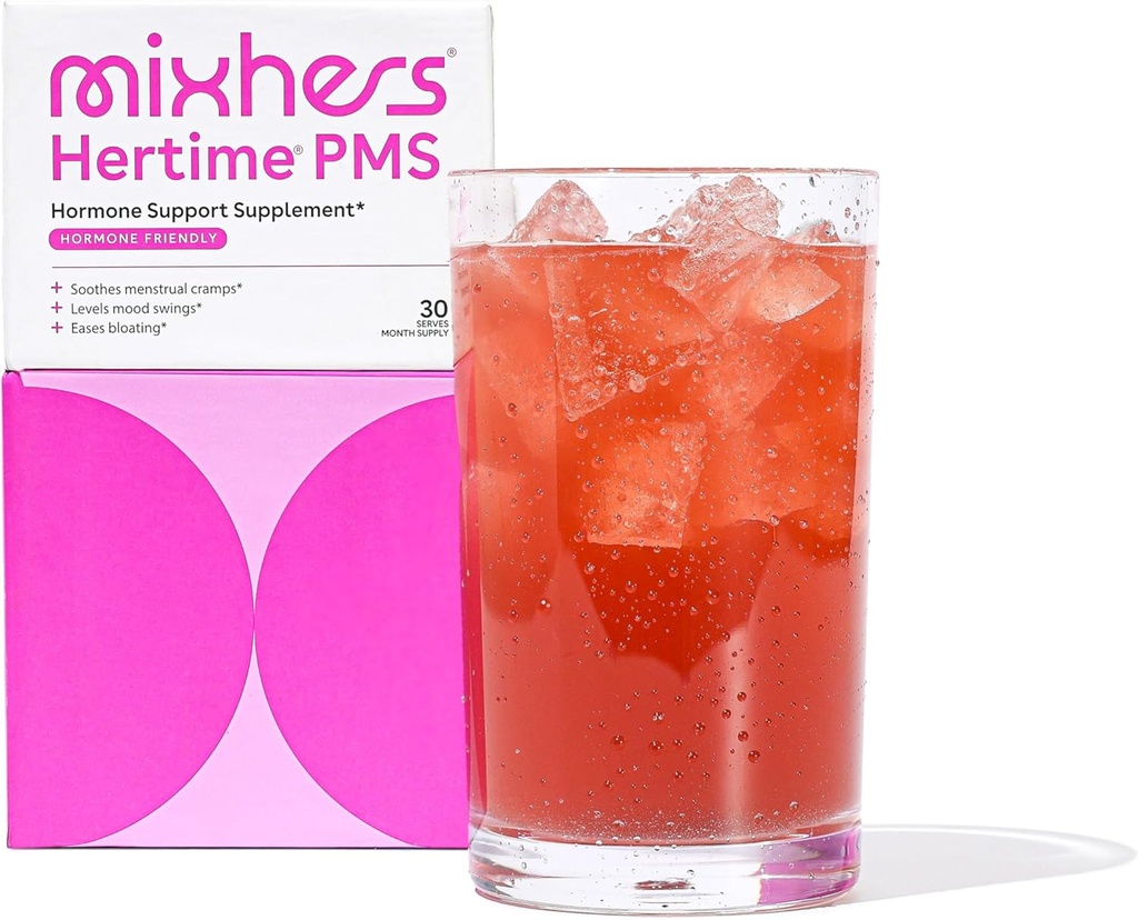 MIXHERS Hertime PMS - Unterstützt Hormone Gesundheit für Frauen - Unterstützt einen gesunden Menstruationszyklus - mit Mineralien, Peony Wurzeln, Sibirische Ginseng - Sugar-Free - 15 Drink Packets - Coconut Lime
