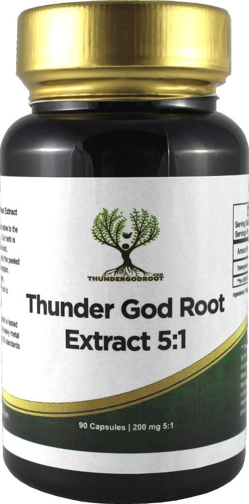 Thunder God Vine Root 5:1 Supplement – Tripterygium Wilfordii Kräuterergänzung – 200mg Kapseln mit Lei Gong Teng Extract – Thunder God Vine Extract mit Triptolide – 90 Kapseln