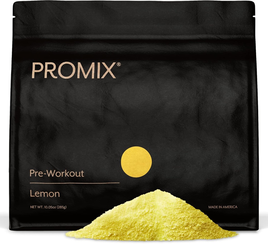 Promix Pre-Workout Powder, Lemon - Maximize Focus & Performance - Hilft Muskelaufbau, Ausdauer & Enhanced Energy - Vitamin B12, Koffein, Beta-Alanin & L-Tyrsosin - Gluten & Dairy-Free