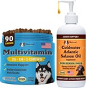 Natural Dog Company Multivitamin Chews & Coldwater Atlantic Salmon Oil Bundle – Advanced Immune Support, Joint Care und kognitive Gesundheit für Senior Dogs – Perfect Daily Supplement, 90 Chews + 16oz Oi