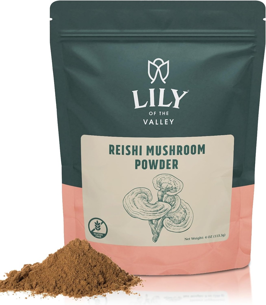 Lily of the Valley Reishi Mushroom Powder - Ideal für Kaffee, Smoothie und Shakes - Adaptogene Pilze - Vegan & Glutenfrei - verpackt in wiederverschließbare Tasche (4oz, 113g)