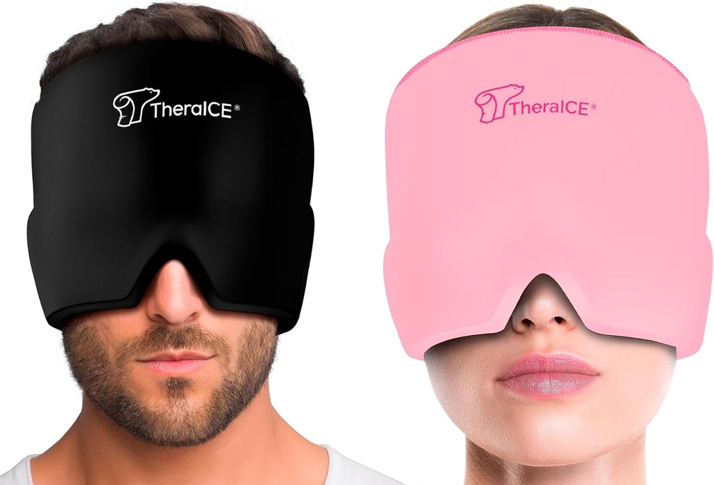 TheraICE Migraine Relief Cap, beruhigende Kopfschmerzen Ice Pack Maske Produkte, Cooling Gel Hat, Gesicht Kaltkompress Kopf Wrap für Spannung, Stress & Hangover