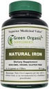 (Pack von 1) Green Organic Supplements' Iron, 2000mg Bio Eisen Kapseln, 90, handgemacht, Vegan, Non-GMO, & Gluten Kostenlose natürliche Eisen Kapseln