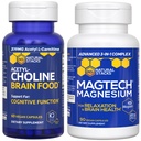 Natural Stacks Magtech Magnesium + Acetylcholin Brain Food Bundle - unterstützt Gehirngesundheit, Entspannung und kognitive Funktion* - 150 Gesamtkapseln