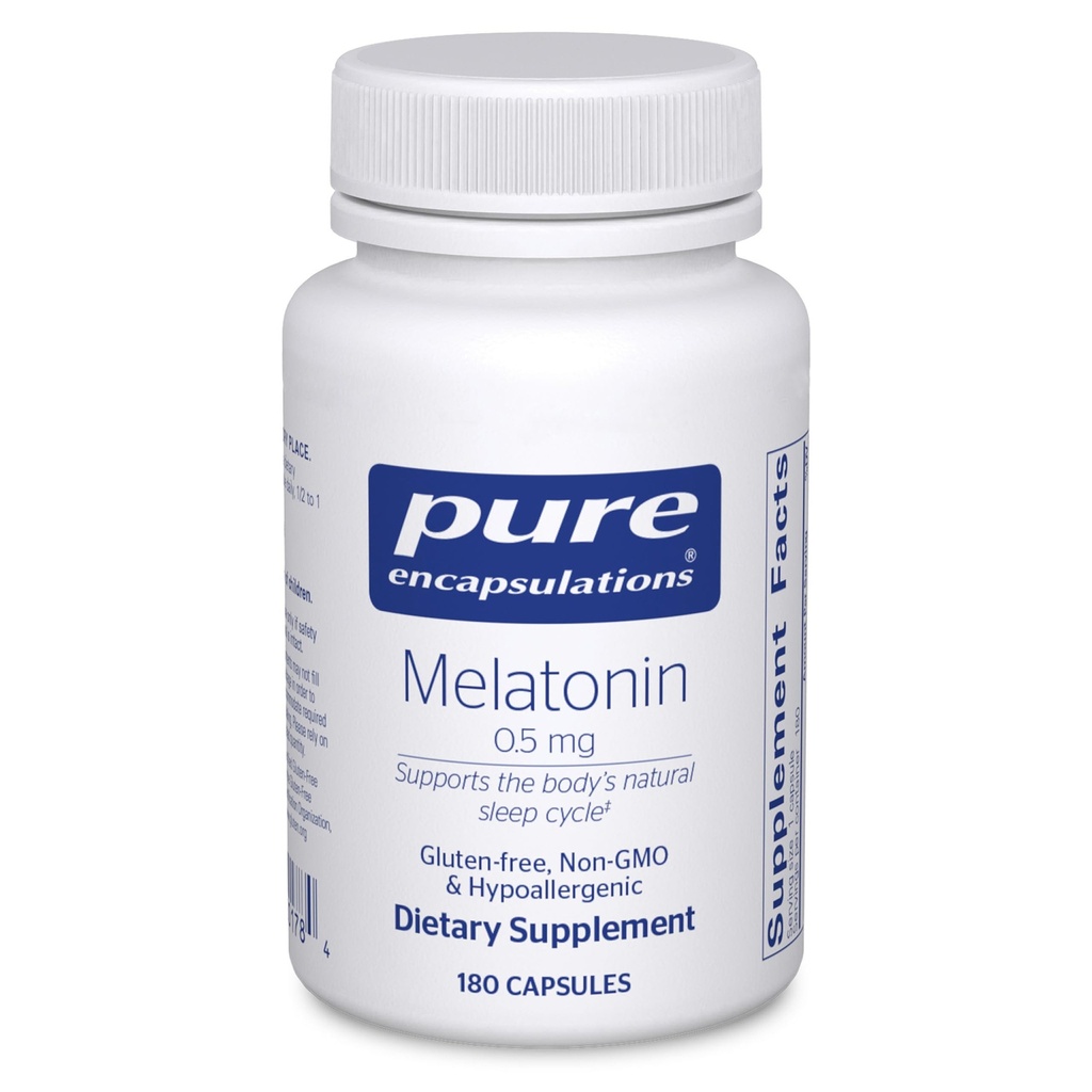 Pure Encapsulations Melatonin 0.5 mg - Natural Sleep Helper for Bedtime - Regulates Sleep-Wake Cycle - 0.5 mg Melatonin - Vegan & Non-GMO - 180 Kapseln
