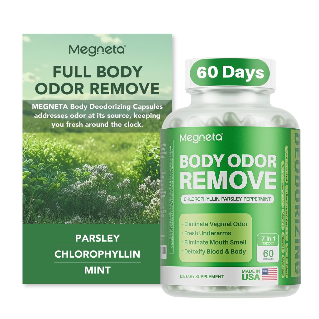 Body Deodorierende Ergänzung, natürliche innere Geruchskontrolle Pillen für Männer und Frauen, Chlorophyll Kapseln für Haut, Atem und Gut Gesundheit (60 Kapseln)