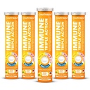 nutrazul Immun Triple Action Brausetabletten mit Vitamin C 1000mg, Vitamin D, Zink, Support Daily Routine, Glutenfrei, Zuckerfrei, Lactosefrei, Orange Flavor, 20 Tabletten (Pack mit 5x20)