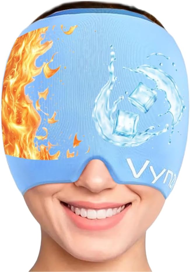 Migräne Relief Cap Miracle Kopfschmerzen Relief Cap360 Hot & Cool Kopfschmerz Cap Beruhigend Odorless Gel Eis Kopf Schrap Upgraded Migräne Cap für Spannung, Stress und Sinus (blau)