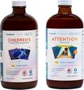 LIQUIDHEALTH Kinder komplette Multivitamin &amp; Aufmerksamkeit Teens & Kinder flüssige Vitamin Bundle für Kinder - Immununterstützung, Verbesserung Fokus, Konzentration, Boost Mood - Vegan, Non-GMO, Made in USA