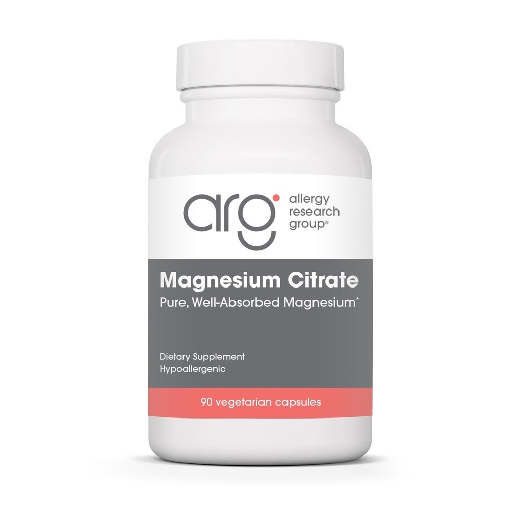 Allergy Research Group Magnesium Citrate - Supports Energy Levels, Bone Health & Stress Response - Delivers 170 mg Magnesium Citrate - Bioavailable - 90 Servings - 90 Capsules