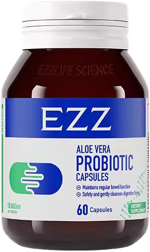 EZZ Aloe Vera Probiotic | Enthält australische Aloe Vera, Cassia und Verdauungsenzyme, add Four probiotics. | Verbessert die Gesundheit und die Verdauung, keine weitere Behandlung | 60 Kapseln