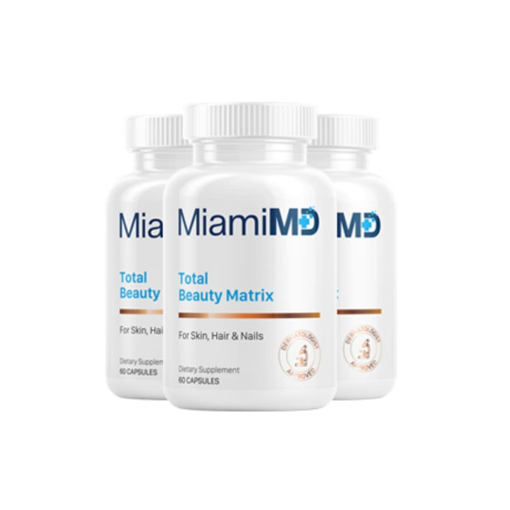 MiamiMD Total Beauty Matrix Collagen Ergänzungen für Frauen - Collagen Kapseln mit Vitamin C für Haar, Haut und Nägel - Grau - 60 Kapseln