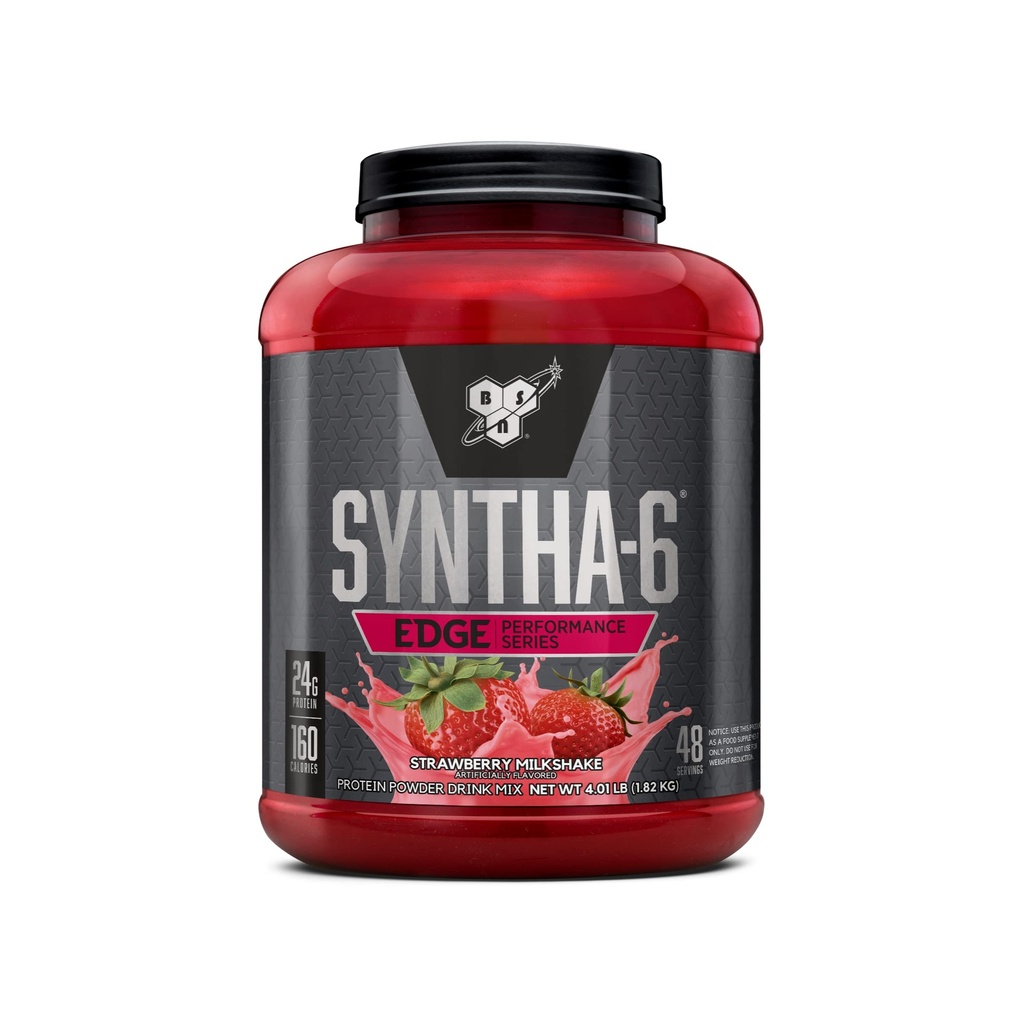 BSN SYNTHA-6 EDGE Protein Powder, with Hydrolysed Whey, Micellar Casein, Milk Protein Isolate, Low Sugar, 24g Protein, Erdbeermilchshake, 48 Portionen