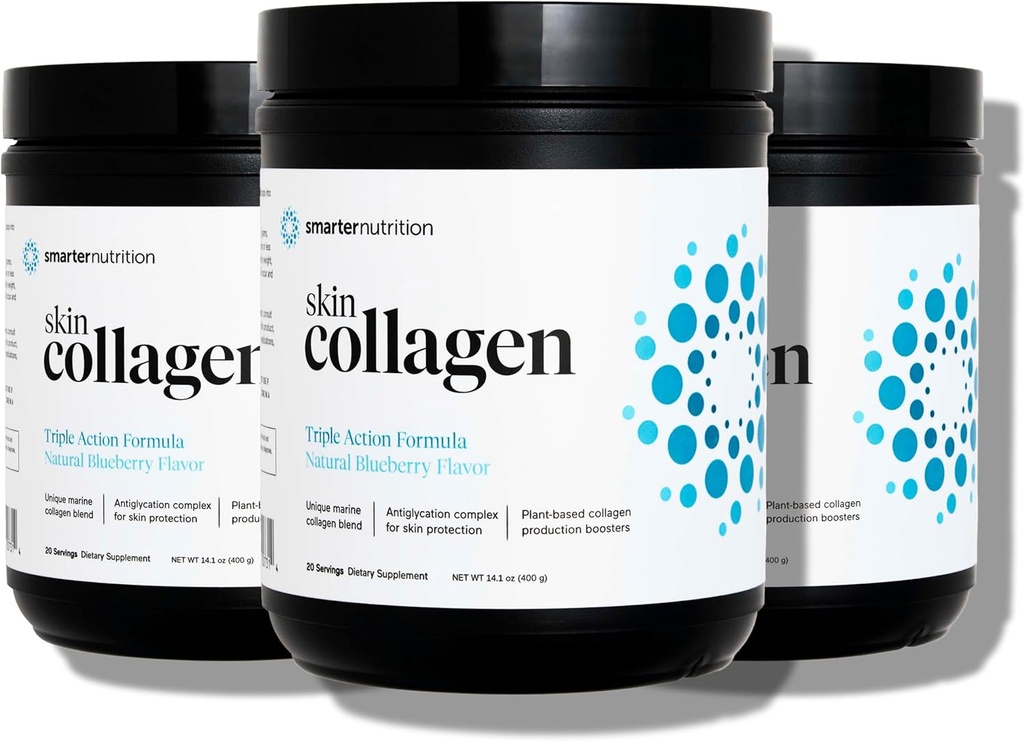 SMARTERNUTRITION Marine Collagen - Typ 1 & 3 Peptide mit pflanzlichen Antioxidantien für Haut- und Haargesundheit - Vitamin E & C, Grüner Tee, Berry-Pulver, Quercetin - (60 Portionen)