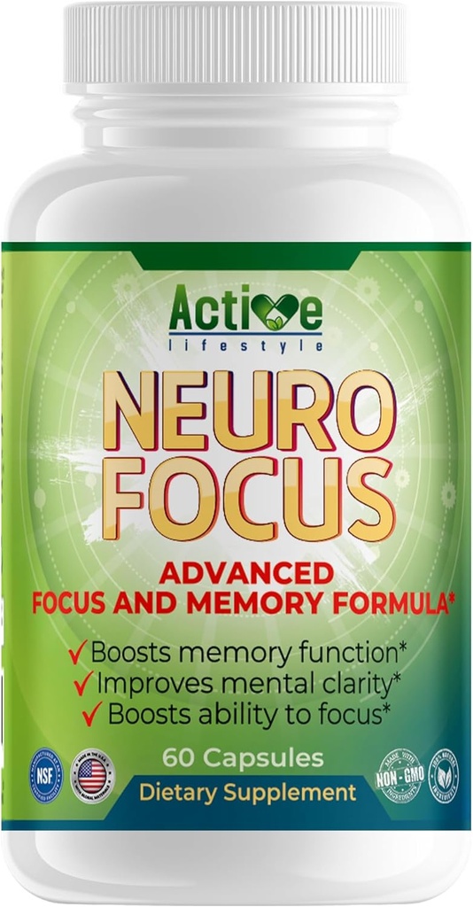 Neuro Focus Nootropic Brain Supplement für Männer und Frauen: Gedächtnis, Klarheit & Fokus | Ginkgo Biloba, Vitamin B6, Phosphatidylserine, Choline, Huperzine A