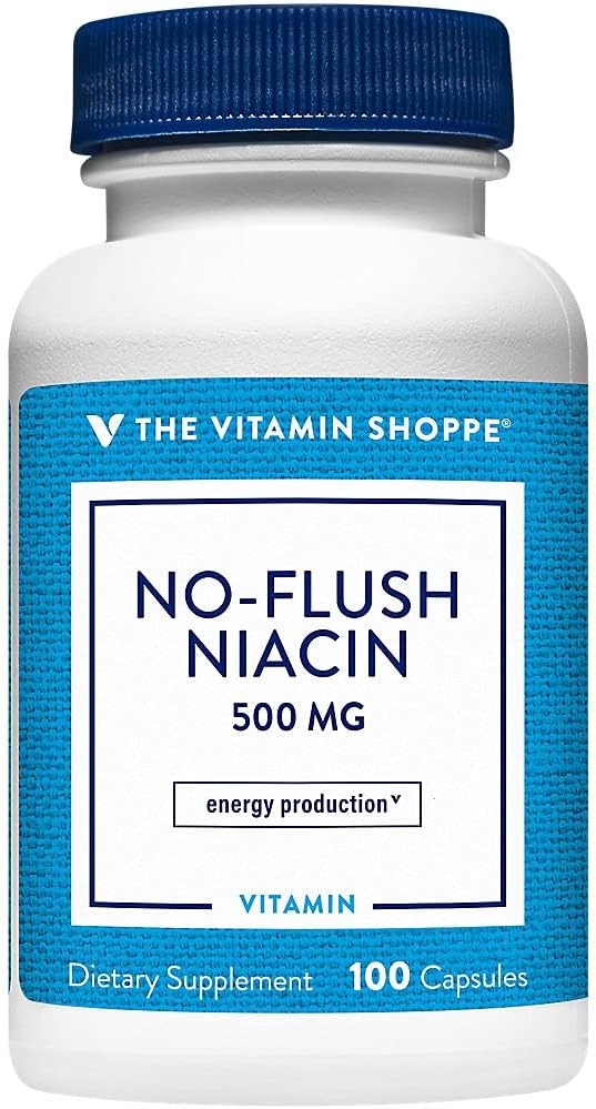 Der Vitamin Shoppe No Flush Niacin 500MG unterstützt Cholesterol Levels bereits im Normalbereich, unterstützt Metabolismus und Energieproduktion, einmal täglich (100 Kapseln)