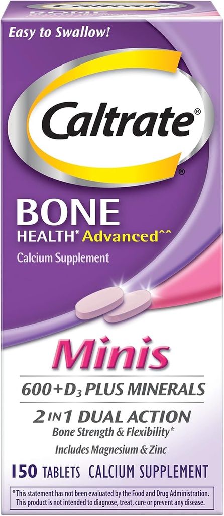 Calcium & Vitamin D3 Supplement Plus Minerals Mini Tabletten, 150 ea (Pack mit 4)