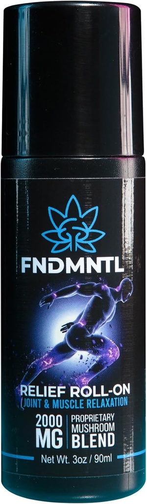 FNDMNTL Relief Roll-On mit 2000mg Functional Mushroom Blend für Gelenk- und Muskelentspannung, Kein Mess-Applikator, 3oz