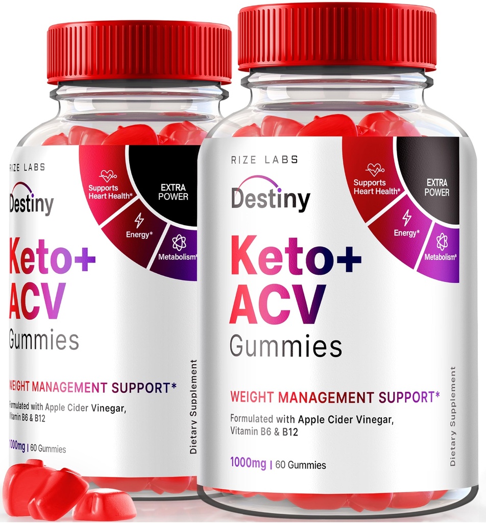 rize labs (Pack mit 2 Destiny Keto+ACV-Gummien für fortgeschrittene Gewichtsverlust, Formuliert mit Apfelessig, Vitamin B6 & B12 (120 Gummi)