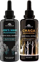 Naturealm Lion's Mane & Chaga Mushroom Extract - Adaptogen Stack for Focus, Immunity, Longevity, Stress Relief, Gut Health, Anti-Aging, Energy & More - Organic Liquid Drops - 50 mL Jeder (2 Pack)