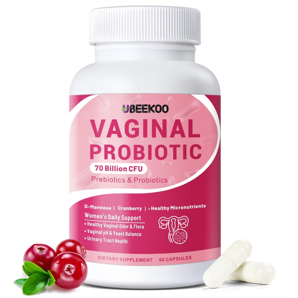Vaginale Probiotika für Frauen, 70 Billion CFU für Vaginale Gesundheit, pH Balance, Urinary Tract, Verdauung mit Präbiotika, Organic Cranberry & D-Mannose für Vaginal Odor & Flora Supplements - 60 Kapseln