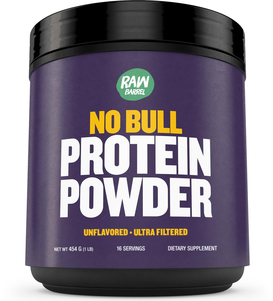 1lb No Bull Unflavored Whey Protein Powder, Pure, Instantized Whey Supplement, High Protein, Low Carb, keine Füllstoffe, keine Additive, Flavorless