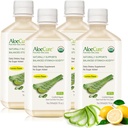 AloeCure USDA Organic Aloe Vera Juice Lemon Flavor - Hergestellt innerhalb von 12 Stunden Ernte - Natürliche Verdauungsergänzung für Balanced Stomach Acidity - Unterstützung Verdauungs- und Immungesundheit, 4 Btls x 16.7oz