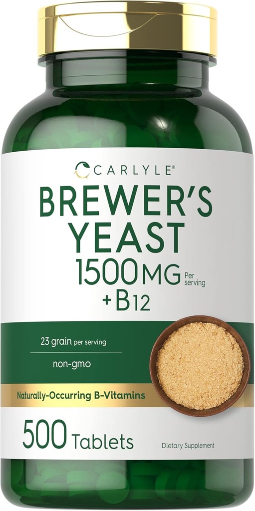 Carlyle Brewers Hefe Tabletten mit Vitamin B12 | 1500mg | 500 Graf | Non-GMO & Vegetarische Ergänzung