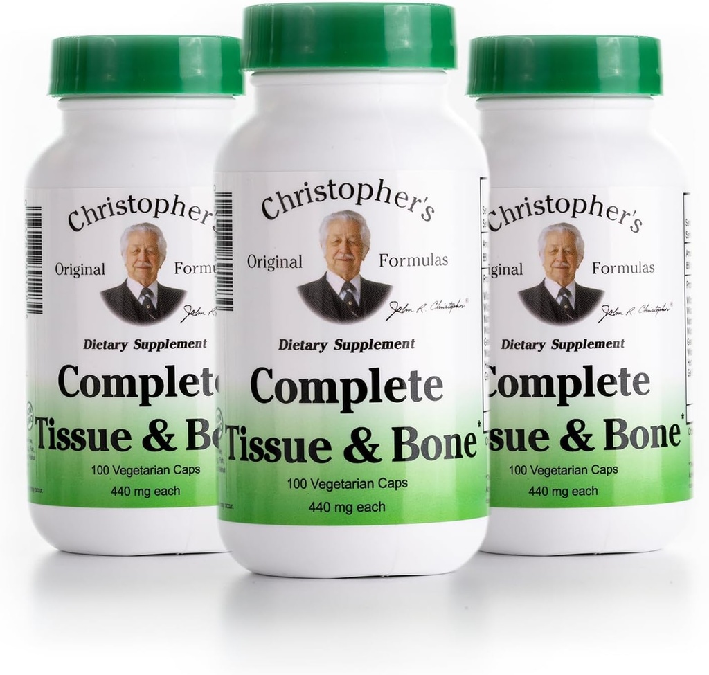 Christopher's Original Formulas Complete Tissue & Bone Formula – 100 VCaps | Kräuterunterstützung für Knochen & Connective Tissue - Pack von 3