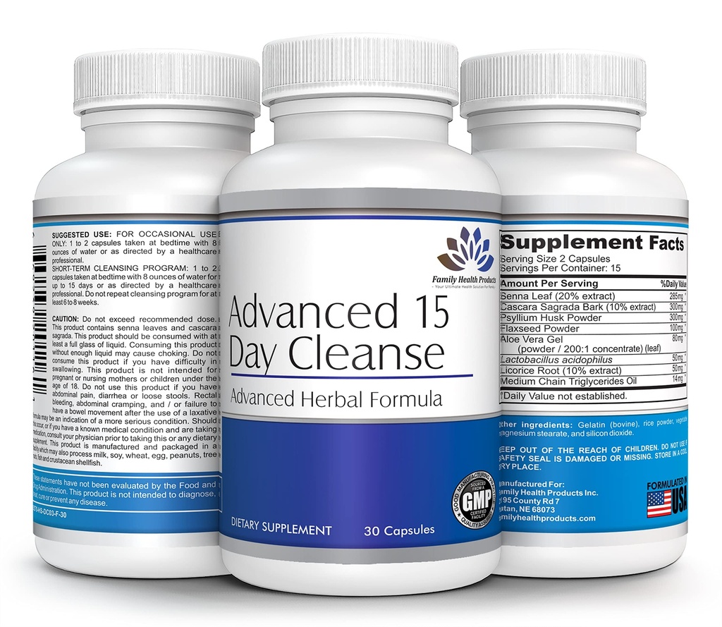 Colon Cleanse - Detox Pillen für Frauen oder Männer, 15 Tage Ergänzung mit Probiotics Supplement Superfoods 15-Tage-Reiniger für gesunde Bowel-Bewegungen | 30 Kapseln, 15 Portionen