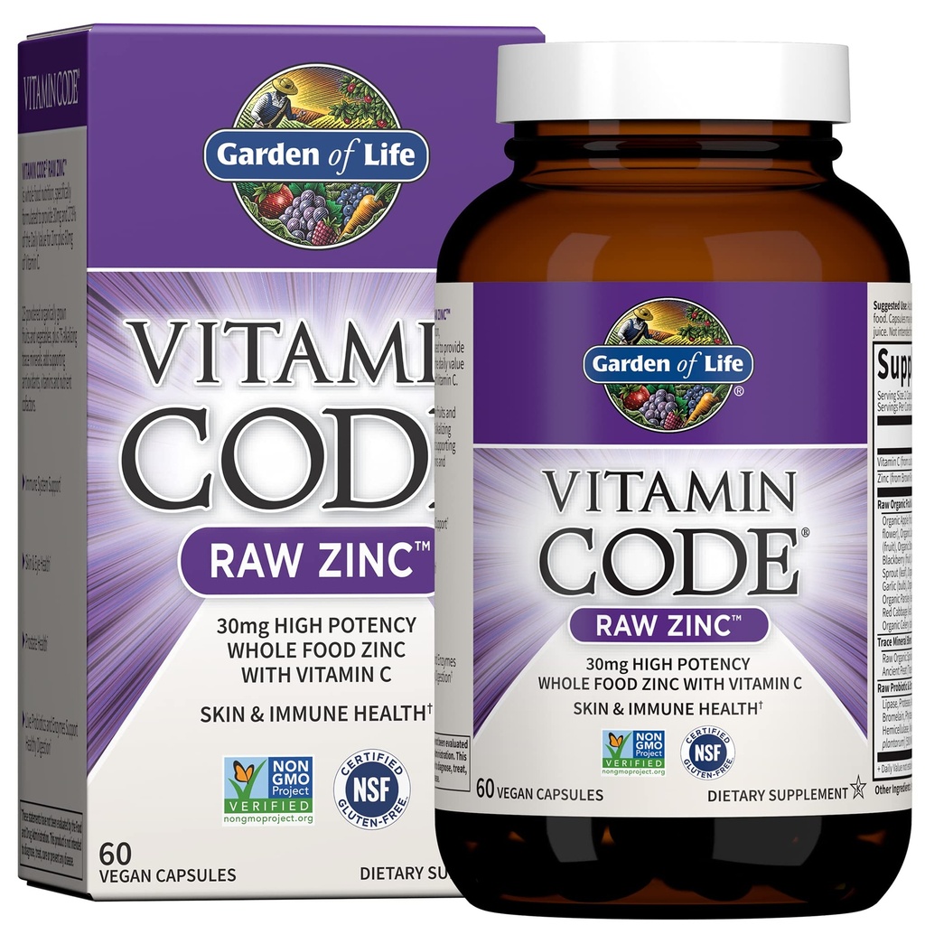 Garten des Lebens Zink 30mg + Sea-Iodine Kelp Iodine Schilddrüse Unterstützung 60 Kapseln