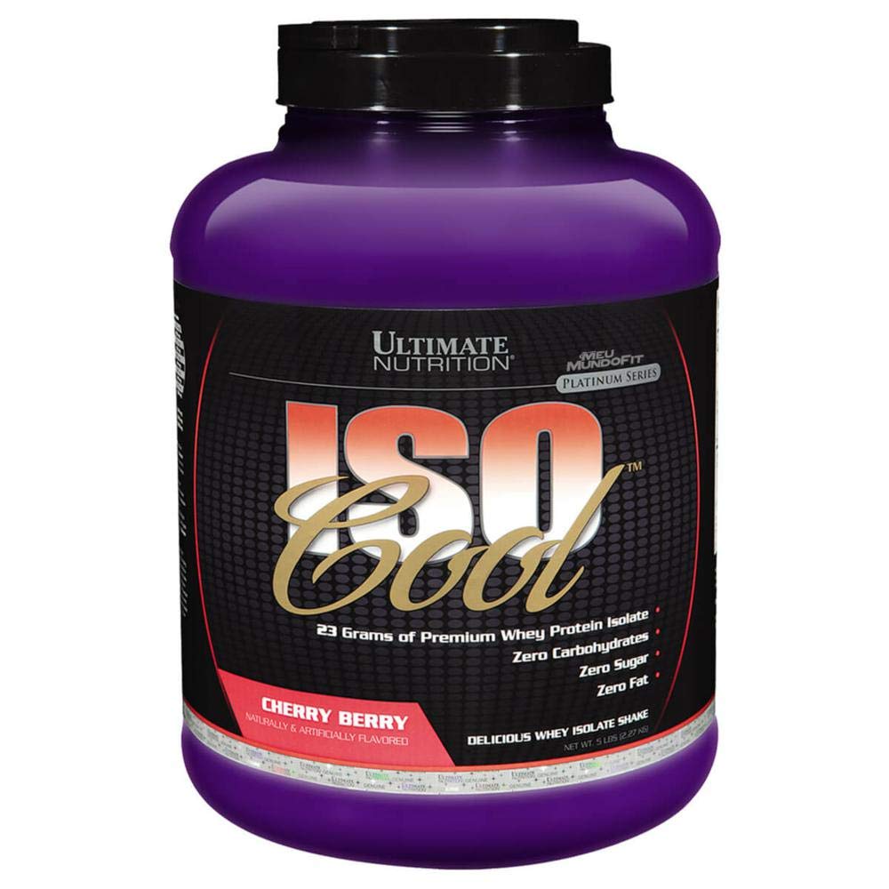 Ultimate Nutrition ISO Cool Pure Whey Protein Isolate Powder - Keto Friendly - 0 Carb 0 Fat 0 Zucker - 23 Gramm Protein pro Servierung, 5 Pfund, Kirschbeere