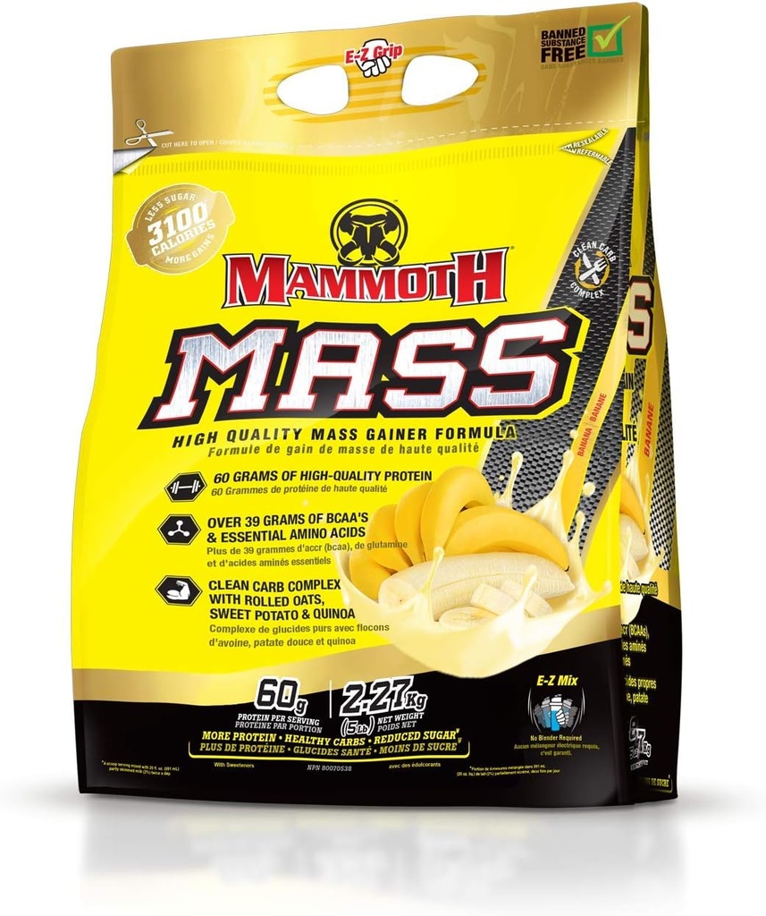 Interactive Nutrition Mammoth Maß Supplement, 5 lbs, Banana, 2.2kg Banana