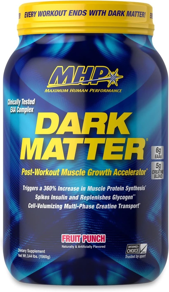 MHP Dark Matter Post Workout, Recovery Accelerator, w/Multi Phase Creatine, Waxy Maize Kohlenhydrat, 6g EAAs, Fruit Punch, 20 Servierungen, 55 Oz