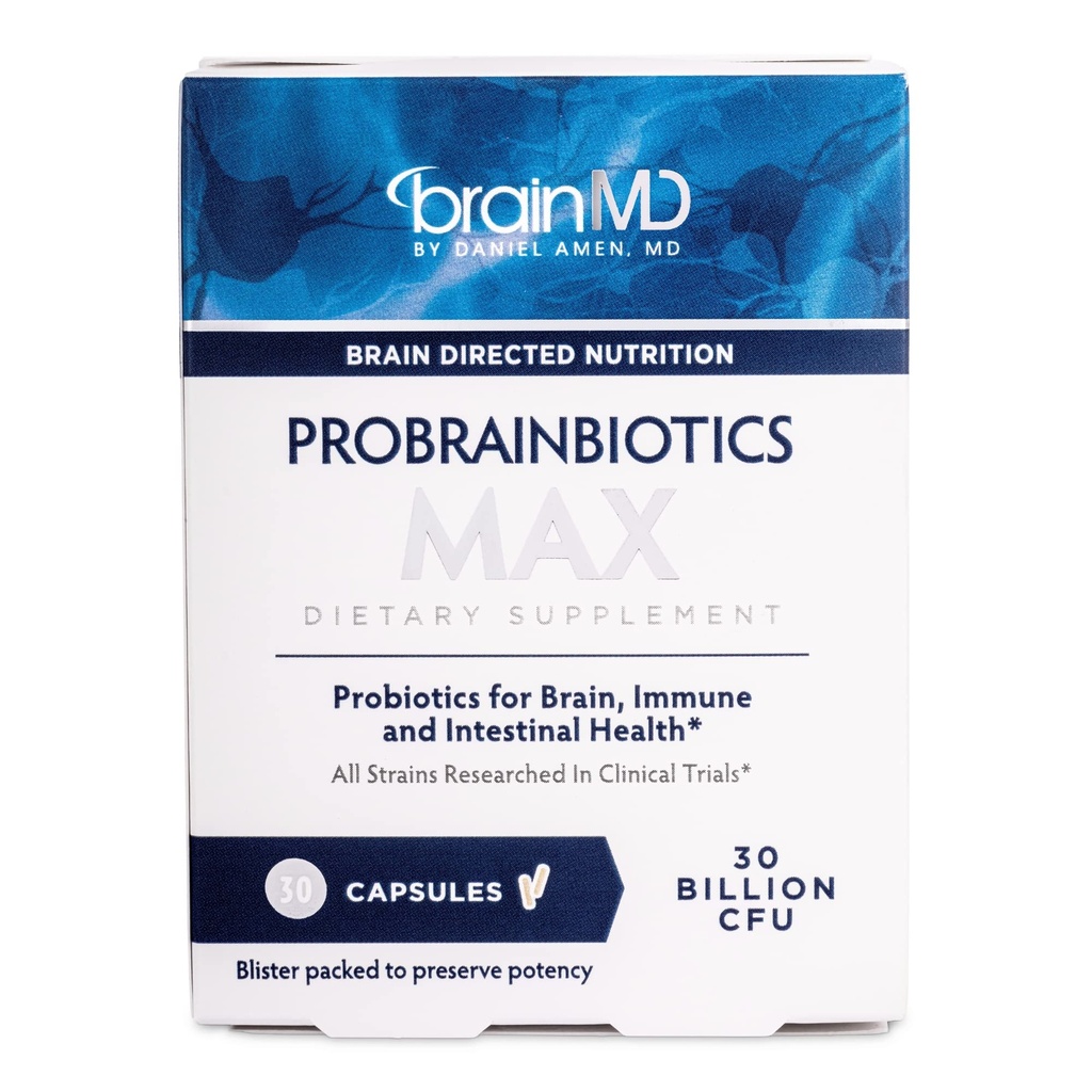 Dr Amen BrainMD ProBrainBiotics MAX - 30 Kapseln - Probiotika für Gehirn, Immun- und Darmgesundheit - Glutenfrei - 30 Portionen