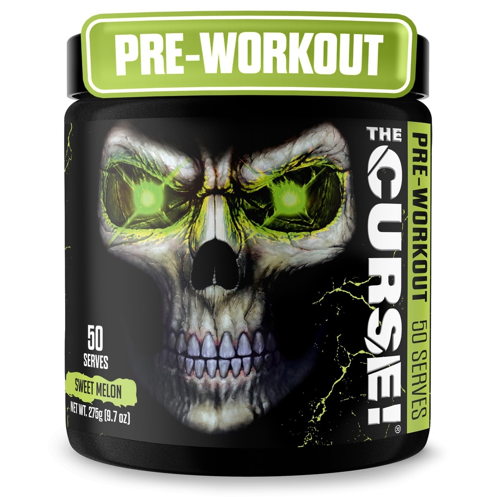 Der Fluch! Pre Workout Pulver für Männer & Frauen, Koffein, Beta-Alanin, Kreatin, L-Citrullin, 50 Servierungen, Süße Melonengeschmack – Boost Energy, Strength & Focus