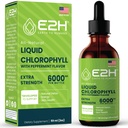 E2H Chlorophyll Flüssigkeitstropfen - Natural Energy Booster, Immunsystemunterstützung und interner Deodorant - Pfefferminz Flavor - 2 Fl Oz