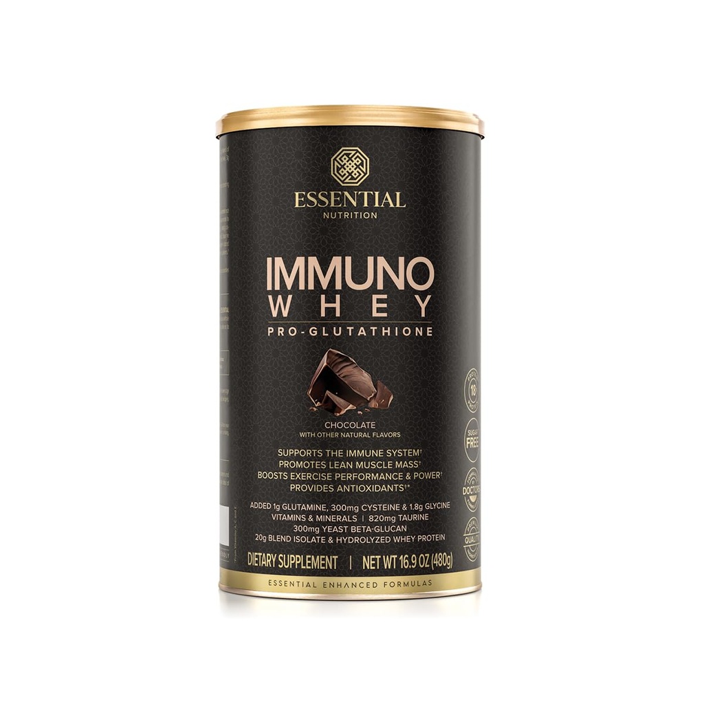 Essential Nutrition Immuno Whey - Isolate & Hydrolysed Whey Protein Pulver mit zusätzlichen Aminosäuren zur Unterstützung der Glutathionproduktion - Beta Glucan - Schokolade - 16.9 Unze (15 Servierungen)