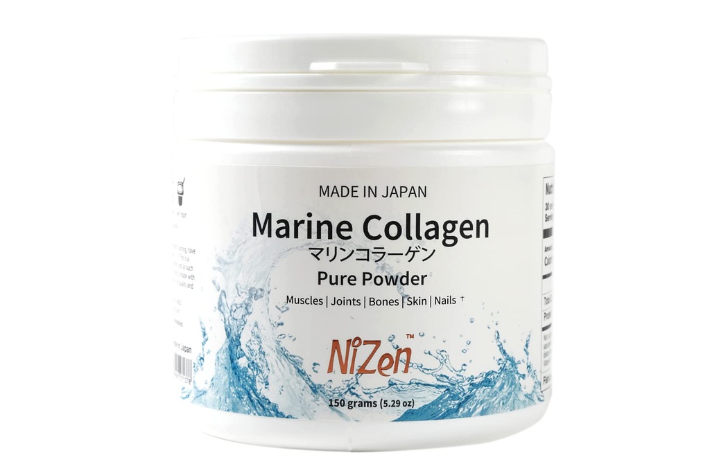 Nizen Marine Collagen Reines Pulver, hydrolysierte Peptide Einfach-zu-Digest Aminosäure-Ergänzung. Entflammt. Nicht klumpend. Hergestellt in Japan. 5.29oz