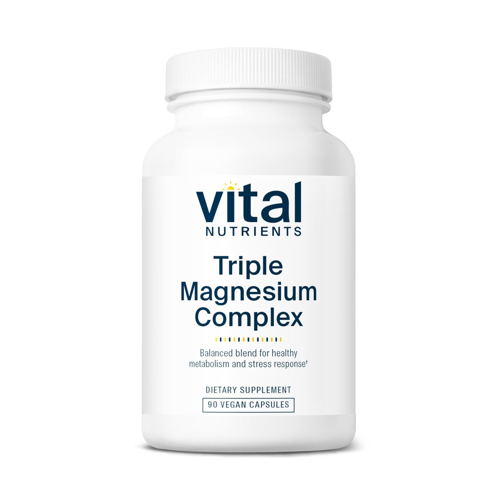 Vital Nährstoffe Dreifache Magnesium-Komplex-Ergänzung | Vegan Magnesium Glycinat, Malat & Oxid 250mg | Leicht absorbierte Magnesium-Ergänzung für Stress, Muskel, Herz, Knochen-Unterstützung | 90 Kapseln
