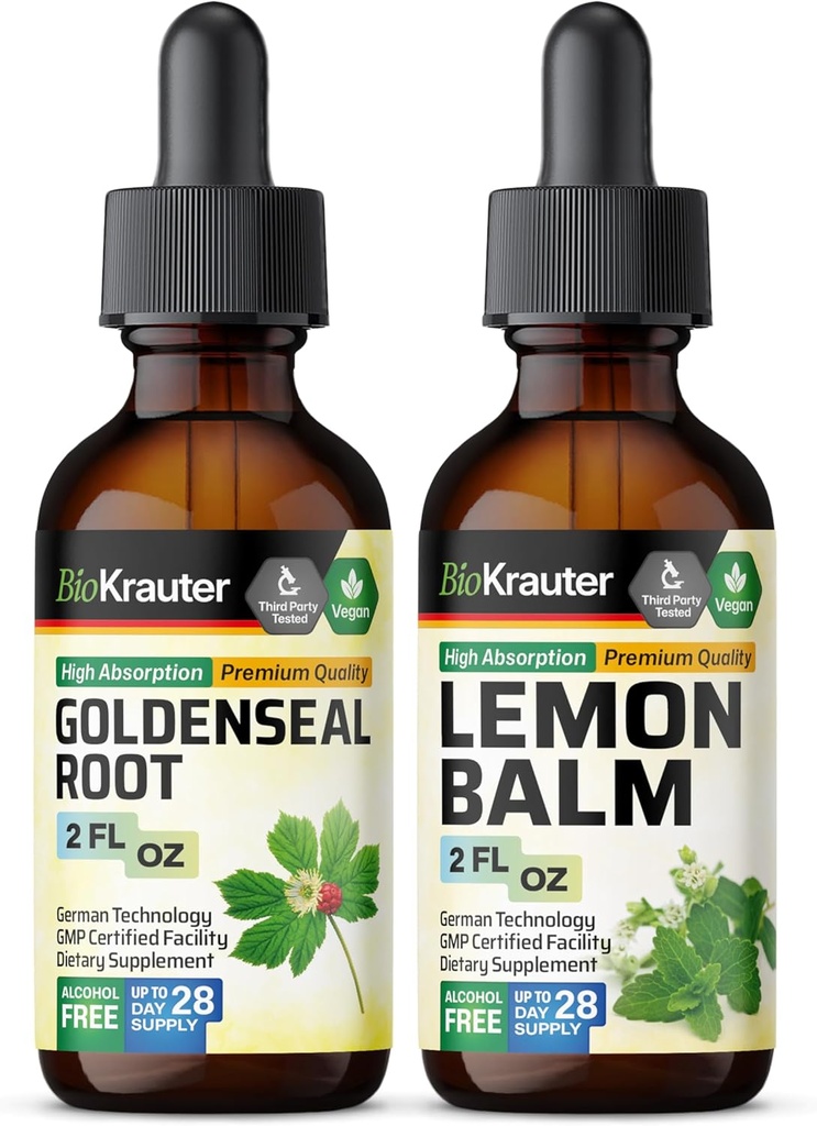 BIO KRAUTER Goldenseal Tinktur 2 Fl. Oz. & Zitronenbalsam Tinktur 2 Fl. Oz.