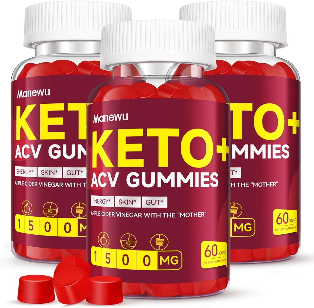 Keto ACV Gummies - 1500mg Apple Cider Vinegar with Mother - Vegan, Non-GMO,Organic Apple Cider Vinegar Gummies for Women Men, Detox & Cleanse, 3 Pack