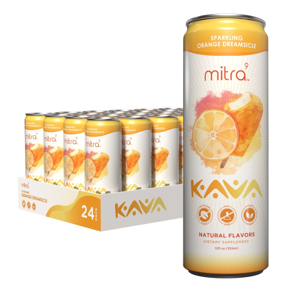MITRA-9 Botanische Getränke - Orange Dreamsicle Sparkling Kava Drink mit Kava Root Extract - Mood Enhancer - Plant Based - fördert natürliche Beruhigung und Klarheit (12 Fl. Oz) (24)