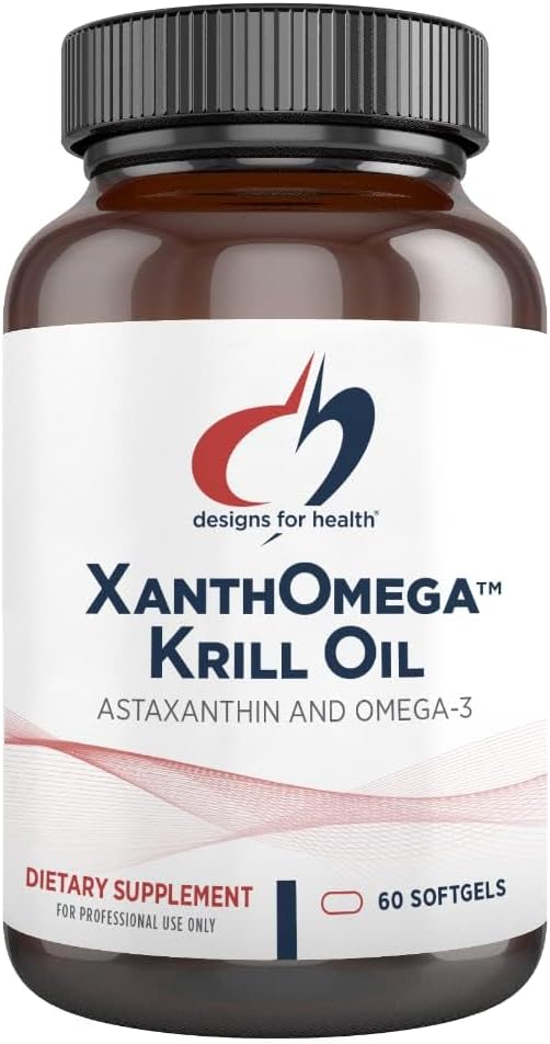 Designs für Gesundheit XanthOmega - Krill Öl mit 12mg Astaxanthin - Antioxidans, Phospholipide + EPA/DHA Omega 3 - Herz-Kreislauf, Haut + Augengesundheitsergänzung (120 Softgels)