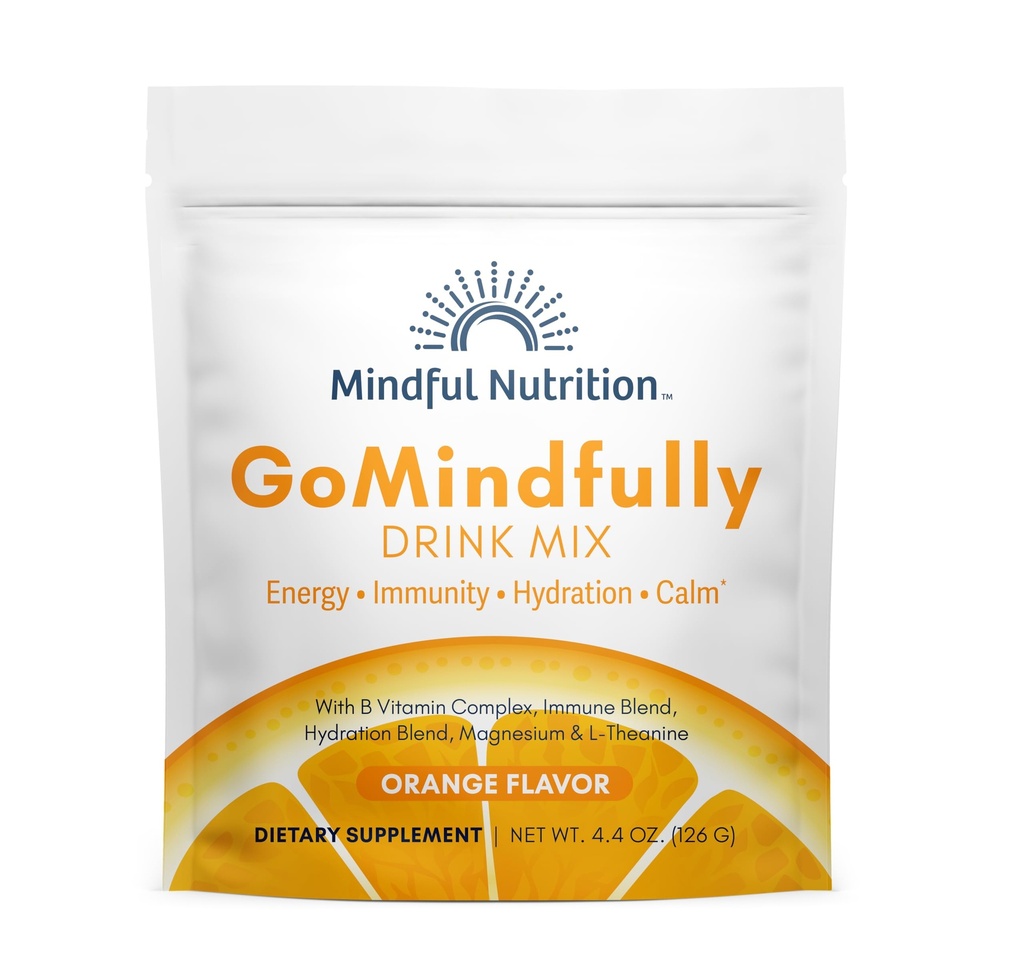 GoMindful Orange Super Calm Magnesium Pulver Getränke Mix für Hydration, Erholung, Immunität und Energie mit Trace Minerals, essentielle Vitamine, L-Theanin und B Vitamin Complex