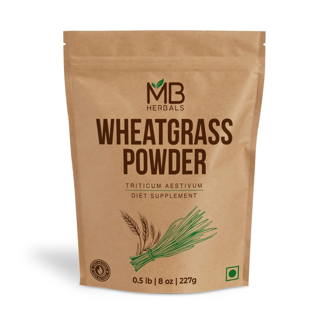 MB Herbals Wheatgrass Powder 8 oz (227g / 0.5 lb) | 100% Pure, Non-GMO, Lab Tested, Gluten-Free | Fine Green Powder for Juices, Smoothies & Daily Greens | Vegan-Friendly