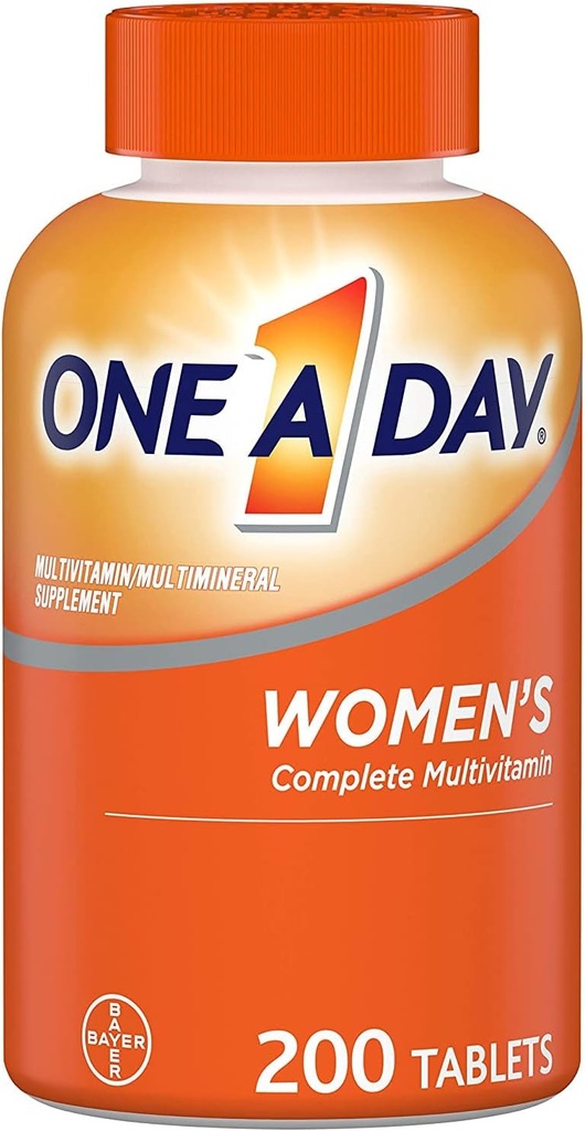 Ein Tag Frauen Multivitamin, Nahrungsergänzung mit Vitamin A, C, D, E und Zink für Immun-Gesundheitsunterstützung, B12, Biotin, Calcium & Mehr, Tablet 200