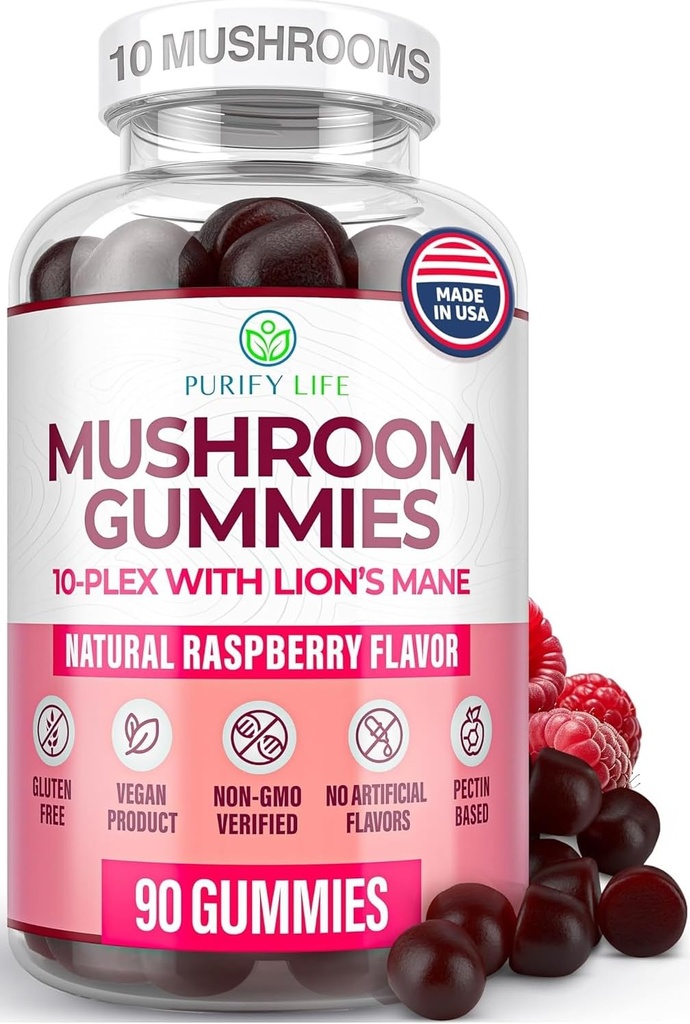 World's First Mushroom Complex Gummis - 10x Mushroom Supplement w Lions Mane (90 Chews 2500mg/serving) Nootropic Brain Supplement, Immununterstützung & Stress Relief - Ersetzen Pillen & Kapseln, 7-Keto