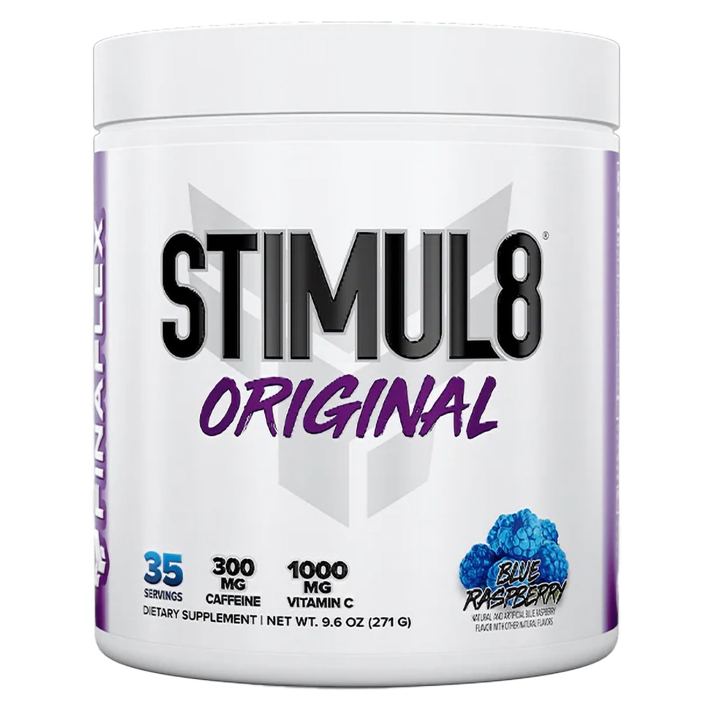 FINAFLEX STIMUL8 Original Pre-Workout, Blau Himbeer - Energie, Stärke & Endurance für Herren & Frauen - mit Koffein, Beta-Alanin & Vitamin C - 35 Servietten