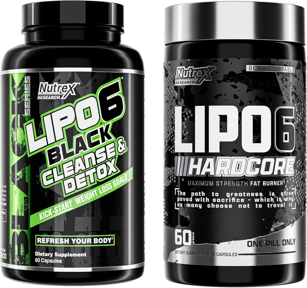Nutrex Research Lipo-6 Cleanse & Detox für Gewichtsverlust und Lipo-6 Hardcore Supplement, unterstützt Stoffwechsel